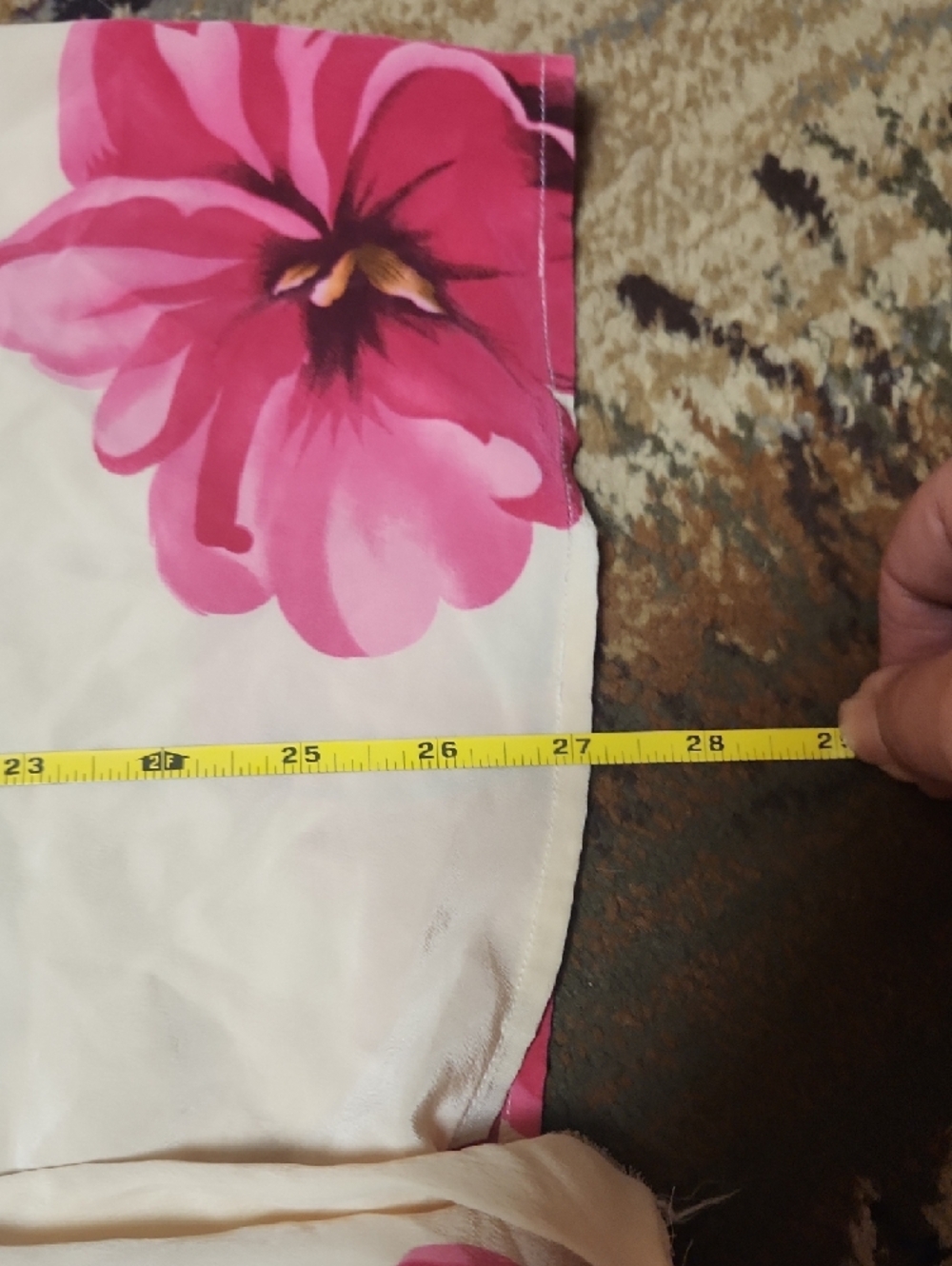 Saks Fifth Avenue Cream Button-Down Shirt with Pink & Red Floral Pattern - Picture 7 of 9